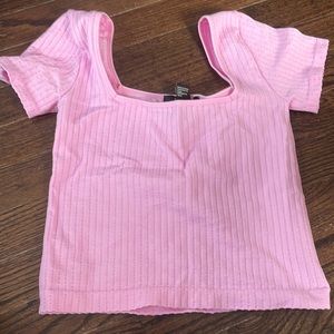 Pink ribbed crop top